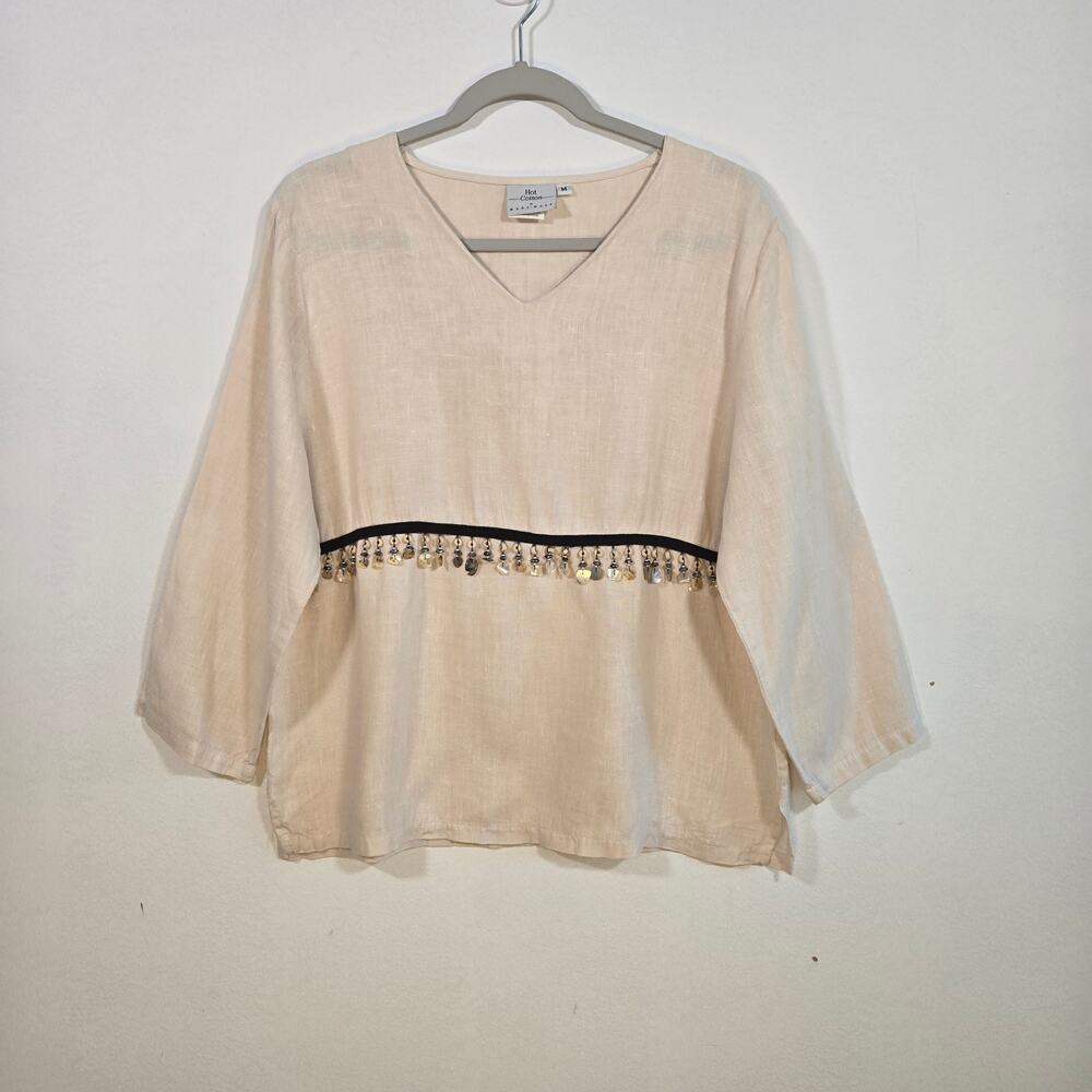Hot Cotton By Marc Ware Women's Linen Boho Style Top. Size Medium